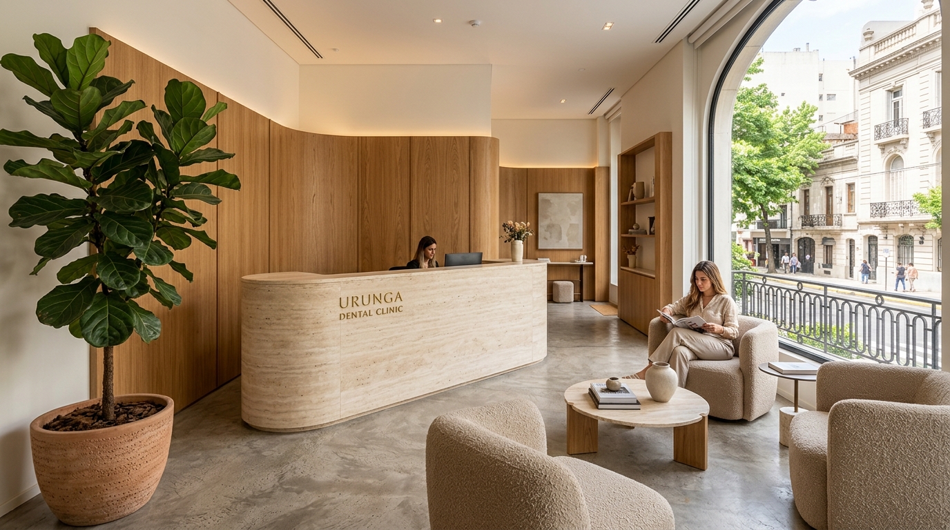 Recepción y sala de espera Urunga Dental Clinic Recoleta